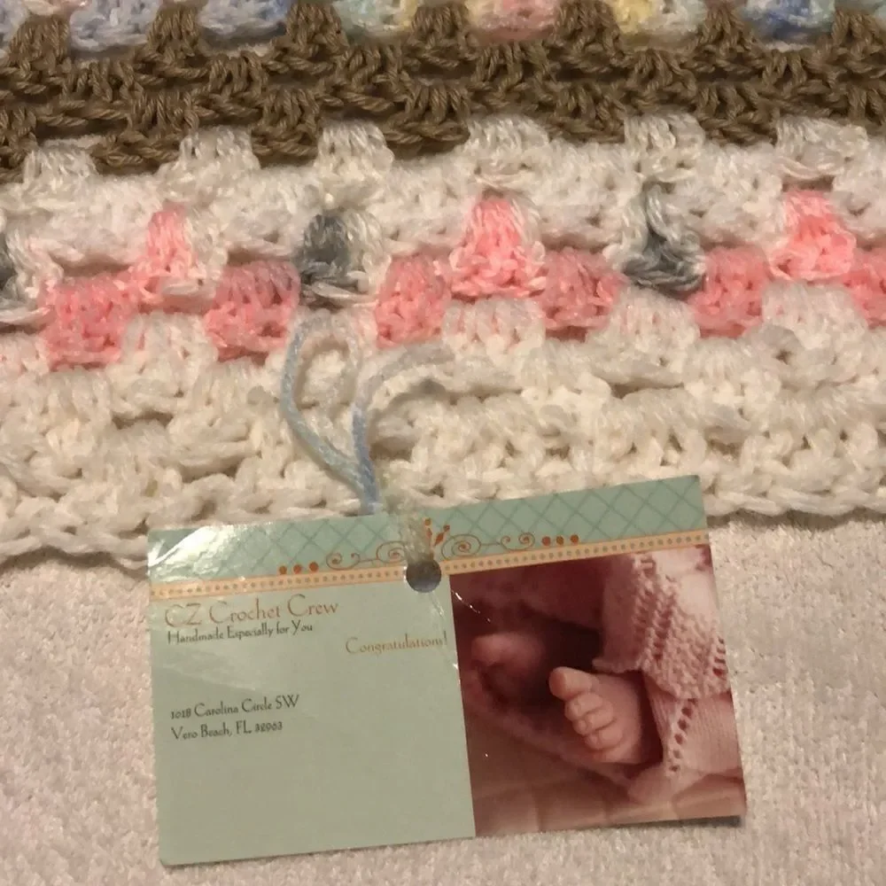 33x33 homemade crocheted baby blanket. Excellent and soft.